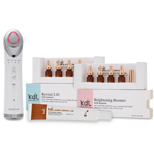 VERYAN All-in-One Pack – 6-in-1 Beauty Device with RF Cream, Brightening Booster & Revital Lift Ampoules