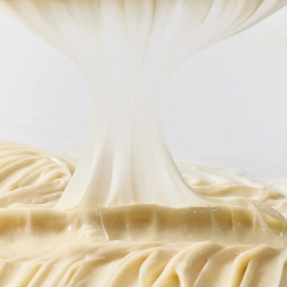 Elastic silk-like texture of INCELLA repair cream formulated with silk fibroin