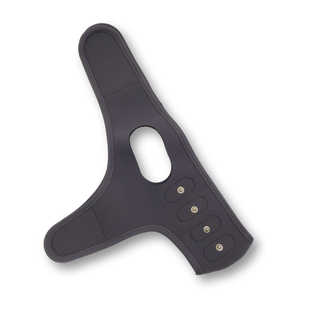 Plano de la banda de lifting facial EMS que muestra su diseño ergonómico, ideal para su inclusión en kits OEM de dispositivos de belleza o en paquetes de distribución al por menor.